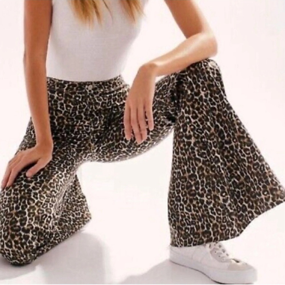 Free People We The Free Leopard Print Flare Jeans
